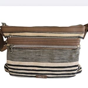 Relic By Fossil Evie East West Crossbody Bag Striped Faux Leather Shoulder Purse